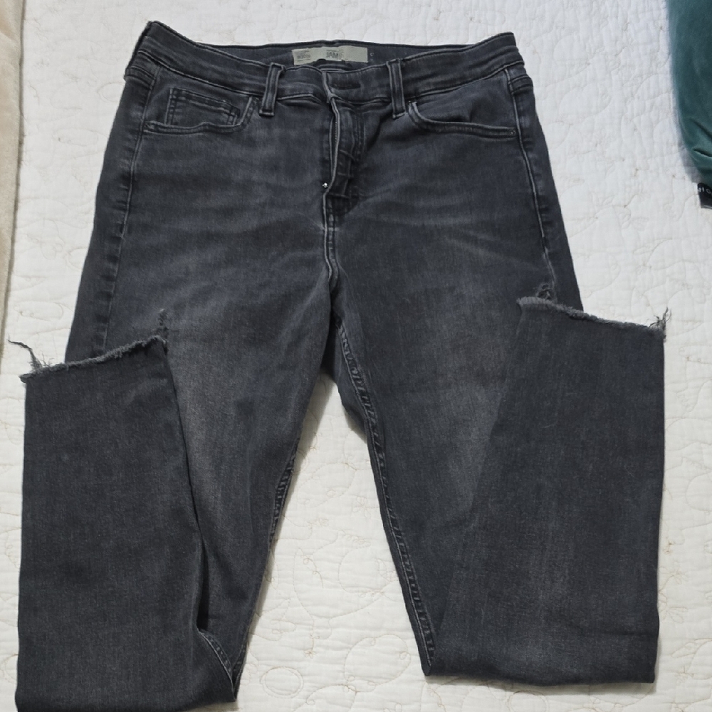 Topshop Charcoal Distressed Ankle Jeans